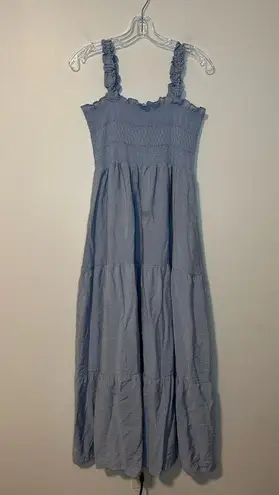 GESTUZ Lazziagz Long Smocked Tiered Fairy Feminine Ruffle Midi Dress Sz 40 Blue