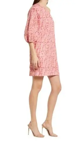 Something Navy Mini Floral One-Shoulder Linen & Cotton Dress Size M