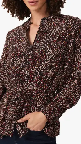 Hobbs London Rosalia Scatter Print Blouse Long Sleeve Abstract Print Size US 14 Blue