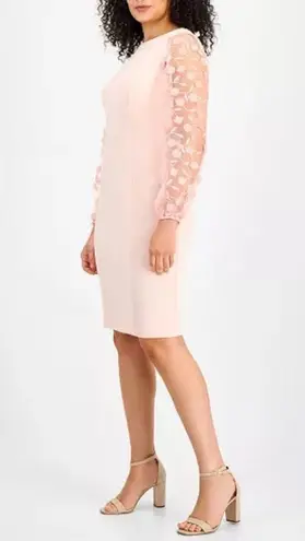 Connected Apparel Women's Boat-Neck Floral-Sleeve Sheath Dress Dusty Rose Sz 18W