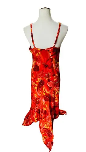 Jams World Vintage 90s Red Hibiscus Flower Hawaiian Maxi Dress