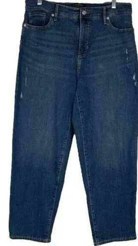 Banana Republic  Medium Wash Factory Distressed Straight Leg  Mom High Rise Jeans