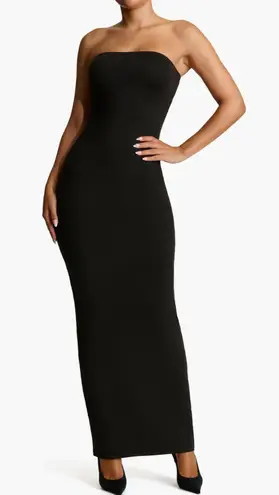 Naked Wardrobe  Strapless Shirred Sheer Mesh Body-Con Dress Small