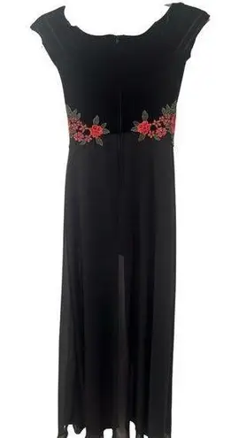 B Darlin Velvet Top Rose Embroidered Prom Jumpsuit w Mesh Dress Bottom size 1/2