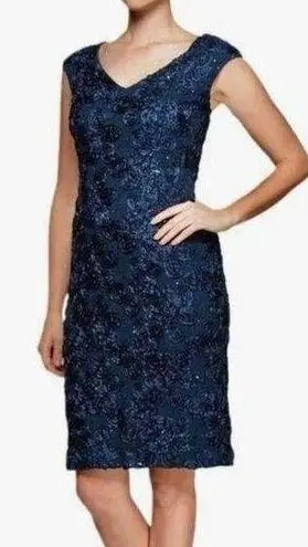 Alex Evenings  ROSETTE & SEQUIN SHEATH DRESS size 10