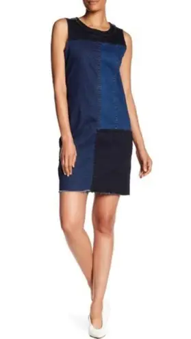 Edge Hope and Harlow Sleeveless Cotton Denim Patchwork Frayed Raw Dress Size 12