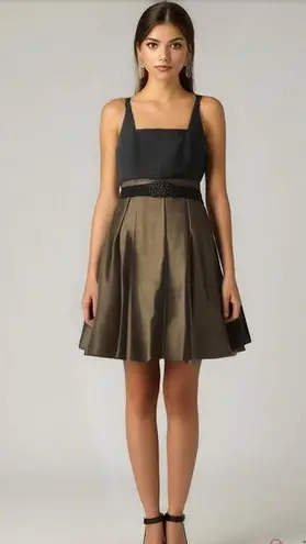 Wrapper embellished metallic skirt formal party cocktail dress size 6