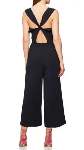 Reiss Amika Crepe Wide Leg Ruffle Sleeveless Cutout Jumpsuit Navy Blue 10