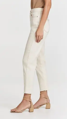 Something Navy Straight Leg Mom Jeans Contrast Stitch Whitewash