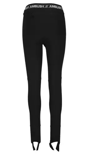 AMBUSH Logo Print Stirrup Pant Leggings Black High Rise Size 2