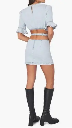 We Wore What Cut Out Light Denim Mini Skirt sz S NWT