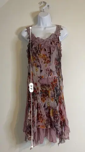 Vintage Silk Butterfly Fairy Princess Floral Top/Mini Dress Purple Size M