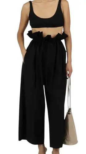 Modern Weaving Petal Drawstring Pant with Paperbag Waist Black One Size Size undefined