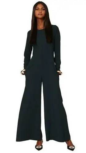 Adam Lippes Jada Flared long sleeve Jumpsuit in Green 8 Womens Dressy Catsuit