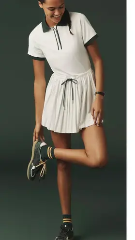 Varley Paloma Short-Sleeve Court Mini Dress White/Forest - M