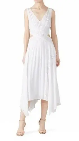 Ramy Brook Ivory Crepe Hourglass V-Neck Sleeveless Lace Cutout Dress Size 10