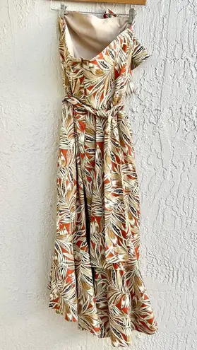 Alexis Strapless Ruffle Printed Faina Midi Dress Multicolor Women's medium