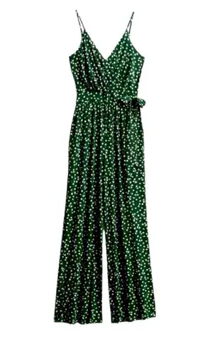 Green and White Polka Floral Jumpsuit with Wide
