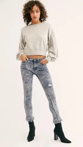 Free People  | Great Heights Acid Wash Frayed High Rise Skinny Jeans Size 27