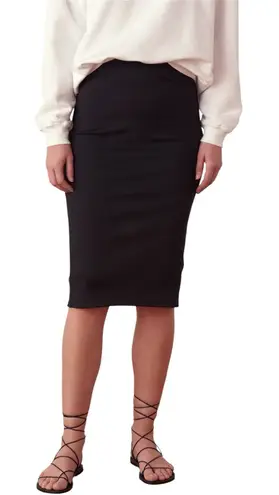 ANINE BING Anine Bing Riley Ribbed Knit Black Midi Pencil Skirt Back Slit Medium $199