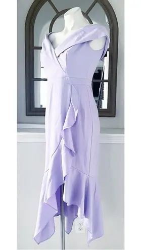 XScape Lilac Ruffled Off-the-Shoulder Dress, Petite Size 10 New w/Tag $259