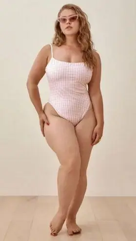 Reformation 💕💕 Wave Scoop Back One Piece Blush Check Pink Gingham Print XL NWOT thumbnail 1