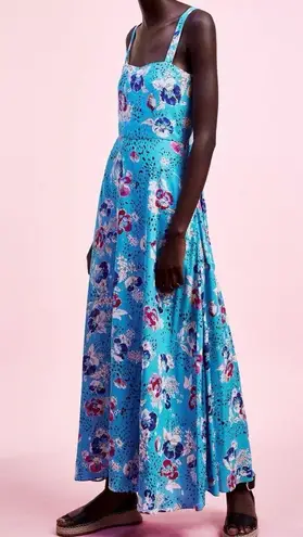 Blue and Black Printed Floral Maxi Dress Size M Size M