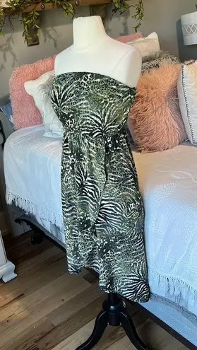 YA Los Angeles Jungle Dress Wrap High Low Strapless Beach Off Shoulder Medium