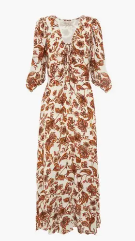 💕NICHOLAS💕 Printed Danielle Dress ~ Ivory Paisley Floral Print US 12 Crepe