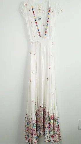 Jen's Pirate Booty White Mythology Short Sleeve Maxi Wrap Dress