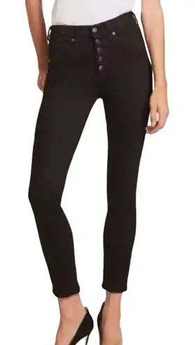 Veronica Beard Black Raven High Rise Button Fly Skinny Jeans Size 26 Denim
