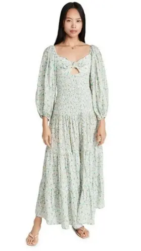 💕SIGNIFICANT OTHER Paloma Smocked Floral Cotton Maxi Dress Bluebell Posie US 2 Blue