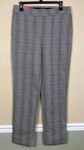 Hilary Radley Women’s Plaid Tummy Control Gray Black Cream Trouser Pants