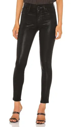Hudson Barbara Super Skinny Black Coated Jeans