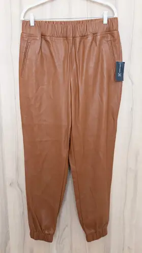 INC Brown Cinnamon Spice Faux Vegan Leather Pull