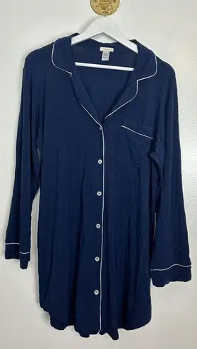 Eberjay EBERJEY Gisele Jersey Knit Sleep Shirt in Navy/ Ivory Size Medium