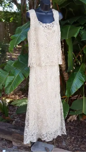 Soulmates Cream Lace embroidered Maxi Skirt handmade XLARGE BEIGE