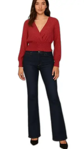 Meraki smocked WAIST V NECK RED blouse Size M