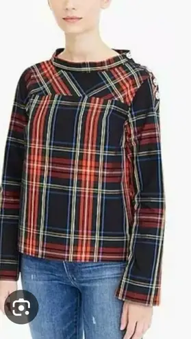J.Crew plaid tartan cotton button detail blouse size 0 Red