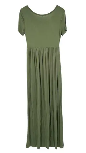 Olive Green Stretchy Maternity Baby Shower Pregnant Party Photos Maxi Dress M Size M
