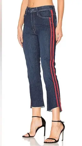 EUC Mother Women's Jeans with Red Stripe. Size 24 “the looker ankle fray” style Blue