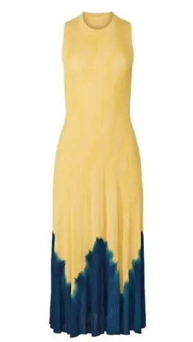 Proenza Schouler Yellow and Blue Sleeveless Dress Sundress Summer Tie Dye Dip M