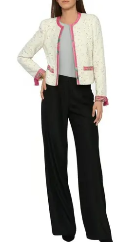ESCADA Jacket Womens Size 42 Cream Multi Color Tweed Boucle Pink Size L