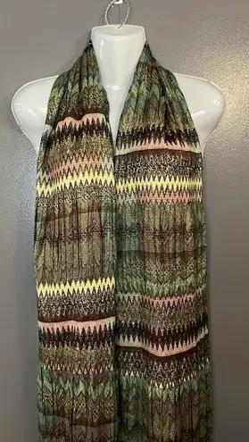 Tolani Scarf Womens One Size Multicolor Chevron Fringe Boho Viscose Wrap - Image 1
