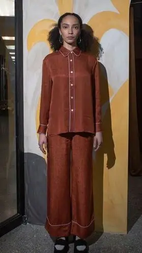 Untitled in Motion Emissus Rust Wide Leg Lounge Pajama Pants Size Medium Orange - Image 1