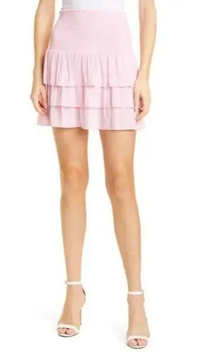 Ramy Brook Allison Tiered Ruffle Miniskirt in Pink Opal Size Small