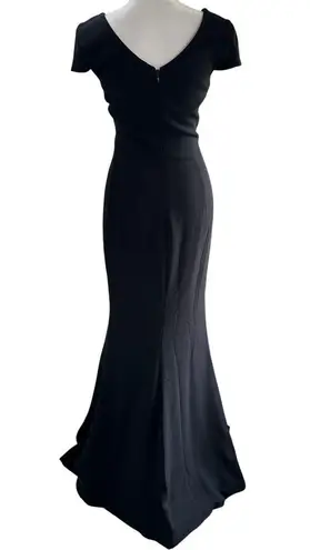Dress the Population Karla XS Black Evening Formal Gown Long Slit V-Neck Dress