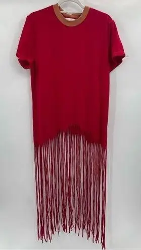 L'Academie Revolve  Los Angeles red ringer tee fringe hem dress size small