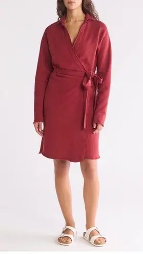 Frank & Eileen Willa Long Sleeve Triple Fleece Mini Wrap Dress Cranberry Red XL