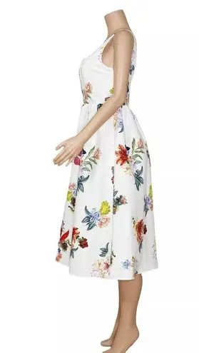 BHLDN SACHIN & BABI for Blaine Taffeta Square-Neck Midi Dress, Ivory Combo, SM